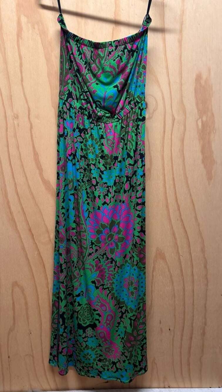 Boho chic Tori Richard Honolulu Floral Print Strapless Maxi Dress Size M